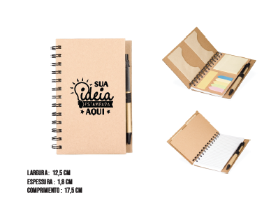 Caderno Ecológico com Autoadesivos e Caneta